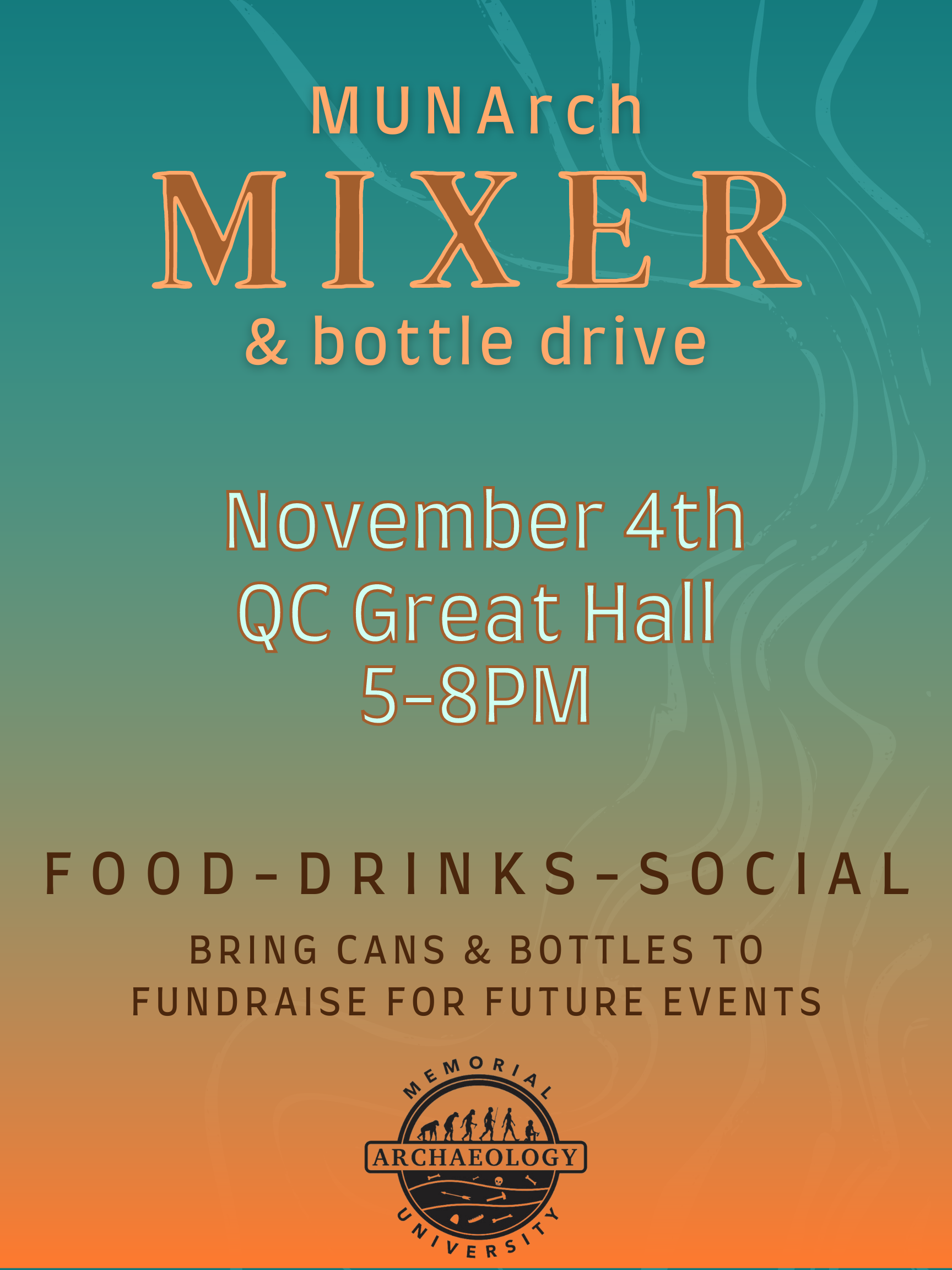 Poster for MUNArch's Mixer on Nov. 4th, 2022, in the Great Hall.
